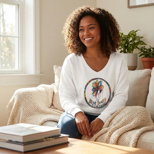 Brave Beauty — Women's Beach Wash V-Neck Sweatshirt | Zeblismapo