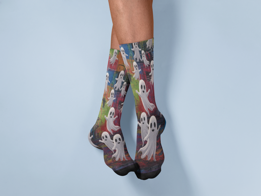 Boo-tiful Nights: Retro Ghost Crew Socks