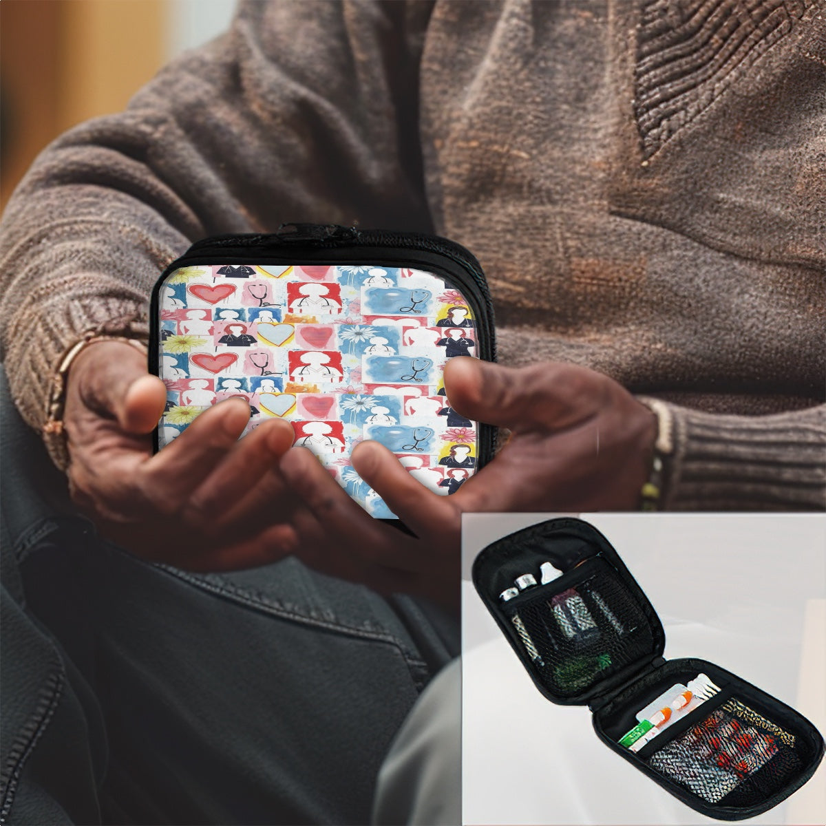 Caring Hands, Fierce Heart Travel Medicine Or Electronics Accessories Case