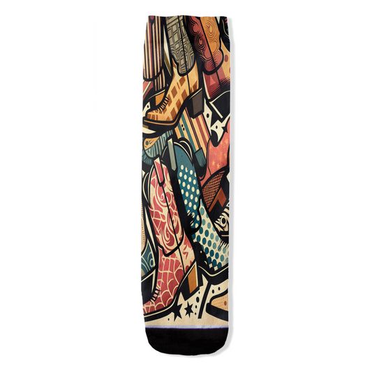 Bold and colorful cowboy boots women's socks by Zeblismapo