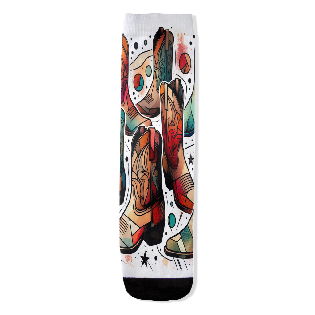 Colorful Kick vibrant cowboy boots women's socks by Zeblismapo