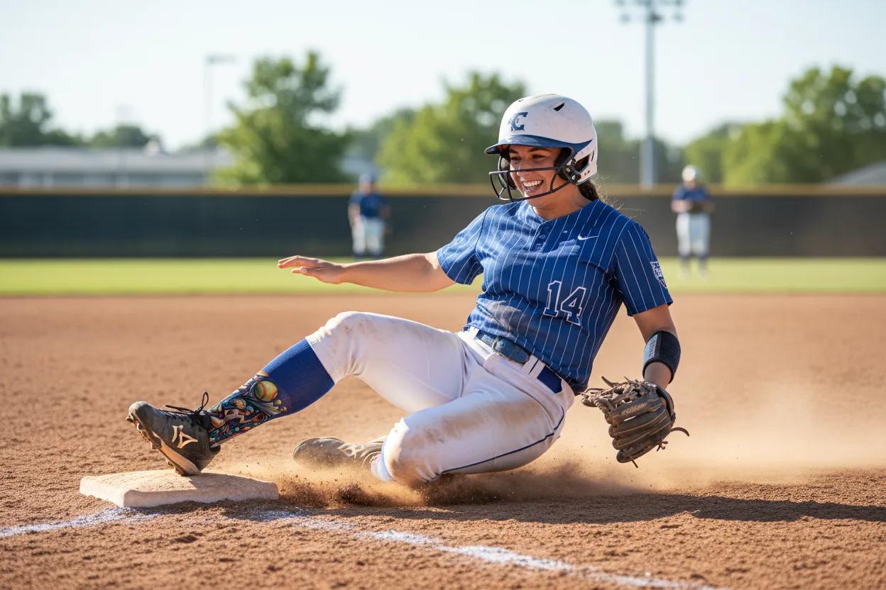 Fun softball socks gift for women athletes by Zeblismapo