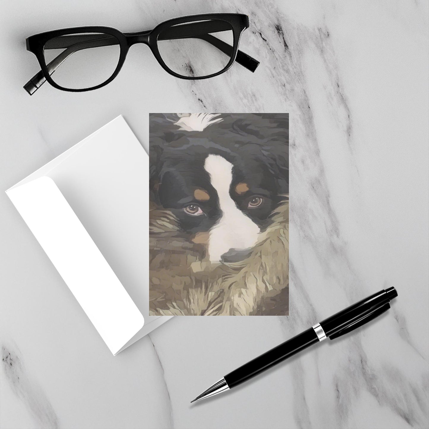 Gentle Gaze Bernese Mountain Dog serenity notecard by Zeblismapo