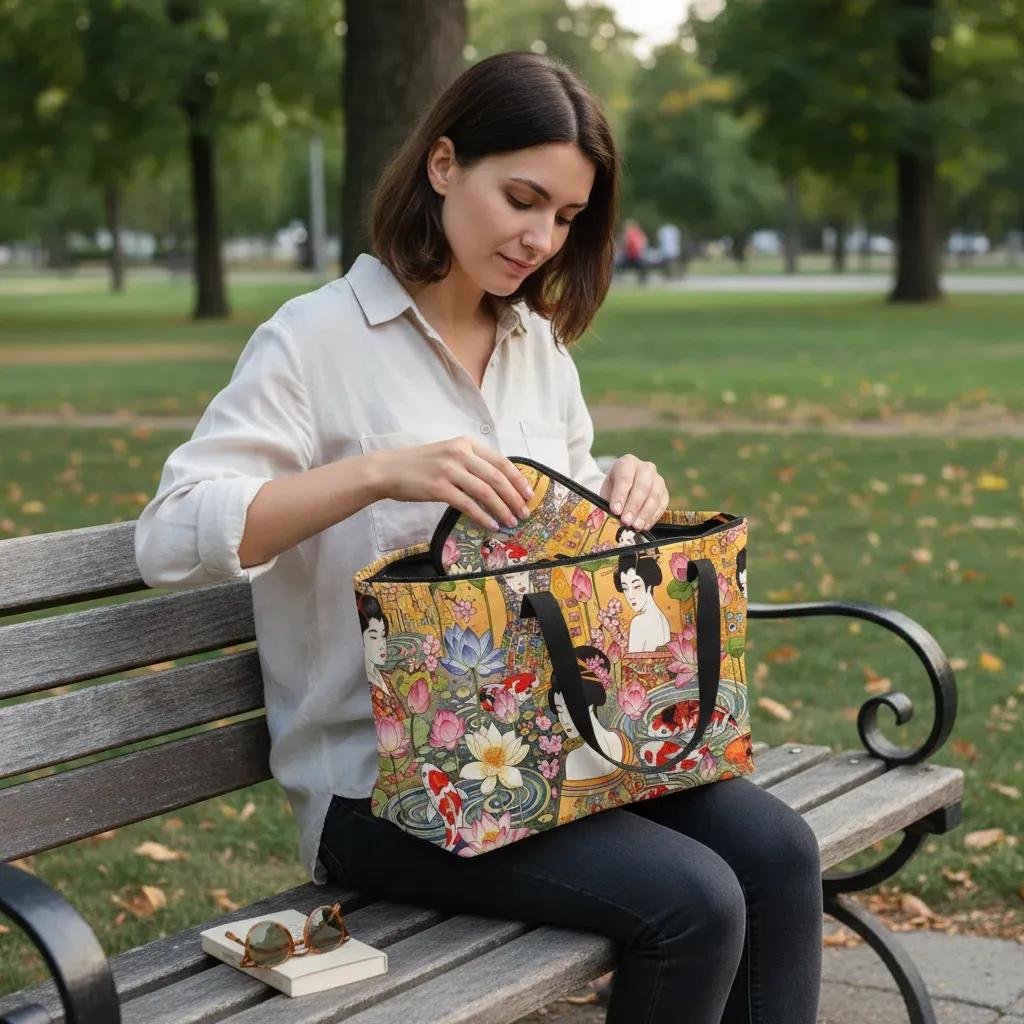 Golden Serenity Travel Medicine & Electronics Case - sitting in the park