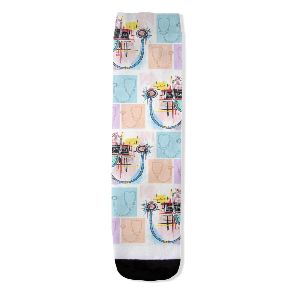 Healing Hearts stethoscope socks for healthcare heroes by Zeblismapo