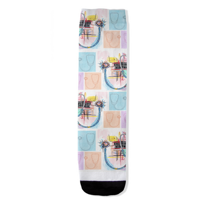 Healing Hearts stethoscope socks for healthcare heroes by Zeblismapo
