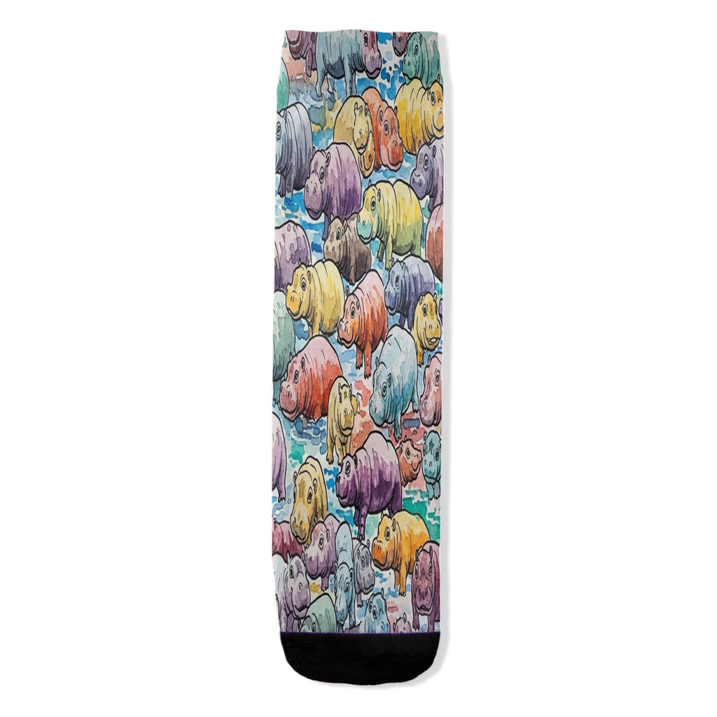 Hippo Hues colorful baby hippo women's socks by Zeblismapo