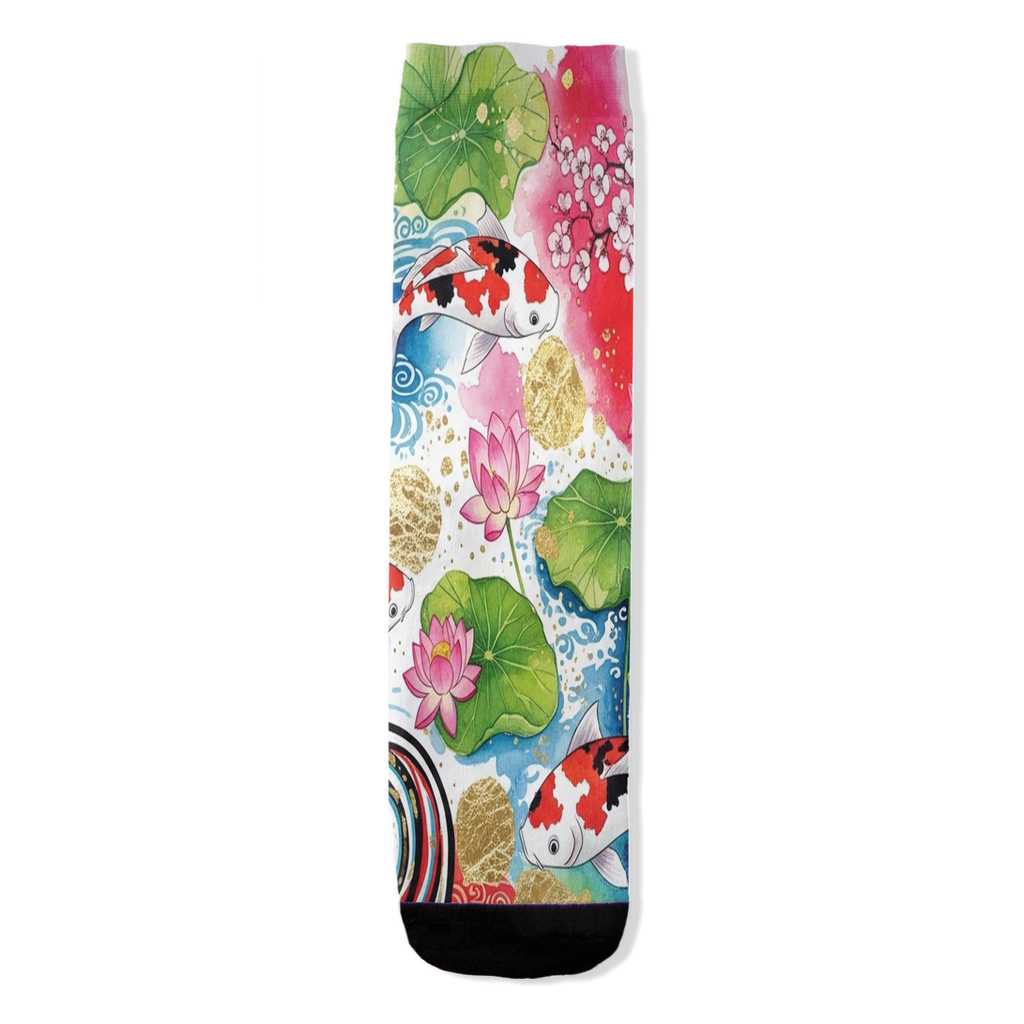 Koi Serenity vibrant koi pond women's socks by Zeblismapo