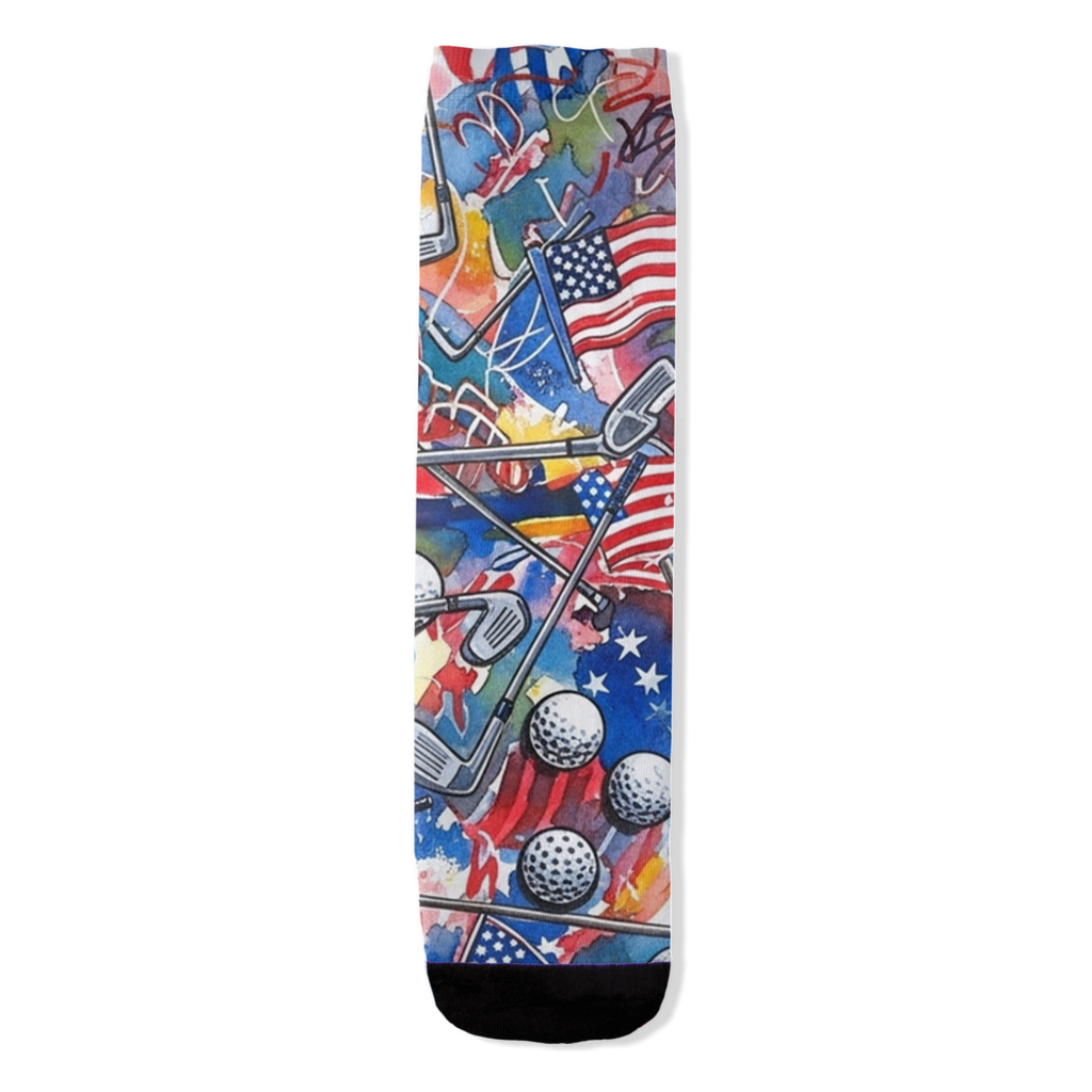 Patriot Tee-Off stars stripes golf women's socks by Zeblismapo