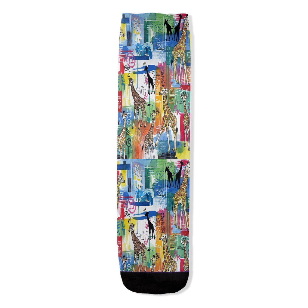 Rainbow Reach colorful baby giraffe women's socks by Zeblismapo