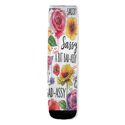 Sassy Blooms classy sassy bad assy floral women's socks by Zeblismapo
