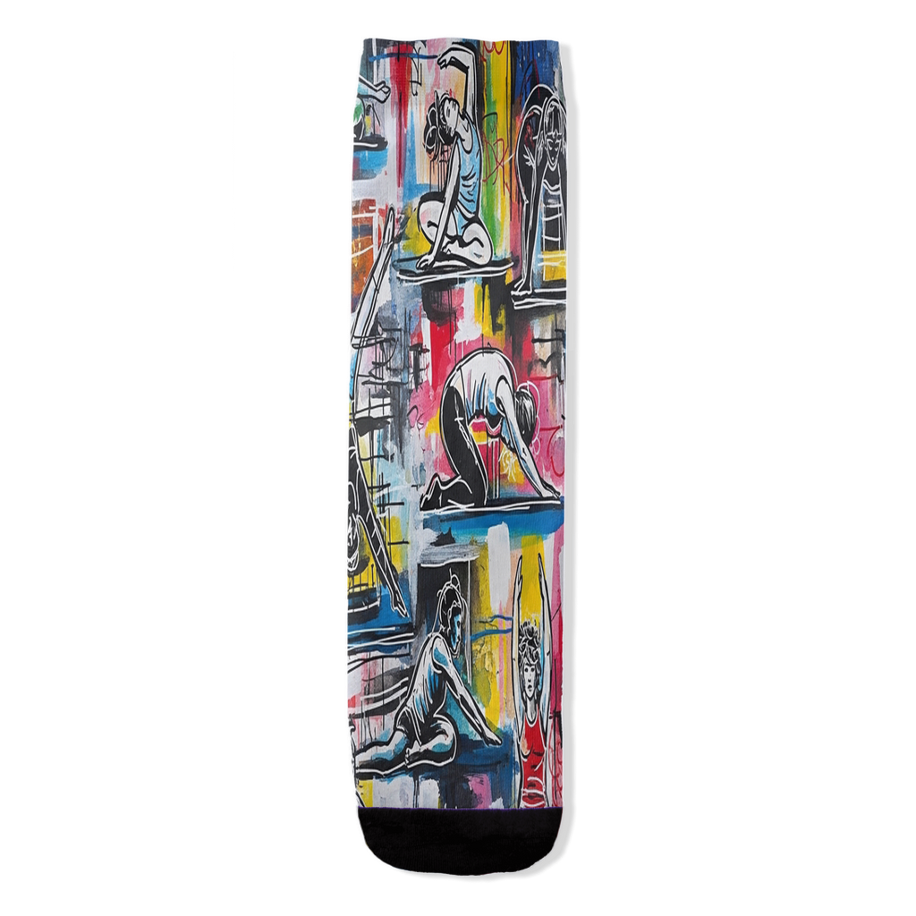 Stretch Breathe Flow yoga poses women's socks by Zeblismapo