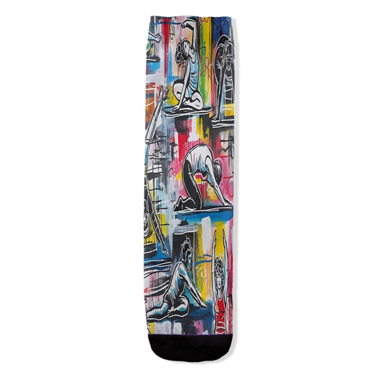 Stretch Breathe Flow yoga poses women's socks by Zeblismapo