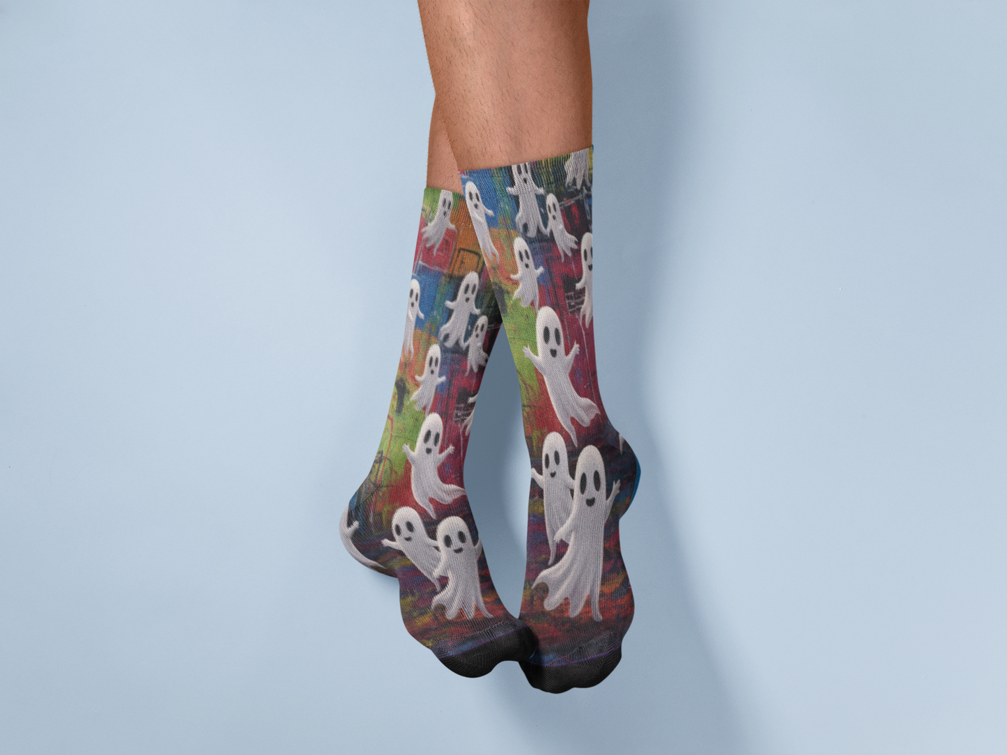 Boo-tiful Nights: Retro Ghost Crew Socks